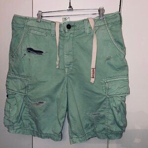 True Religion Shorts, Mint Green, Size 38, Canvas, Distressed